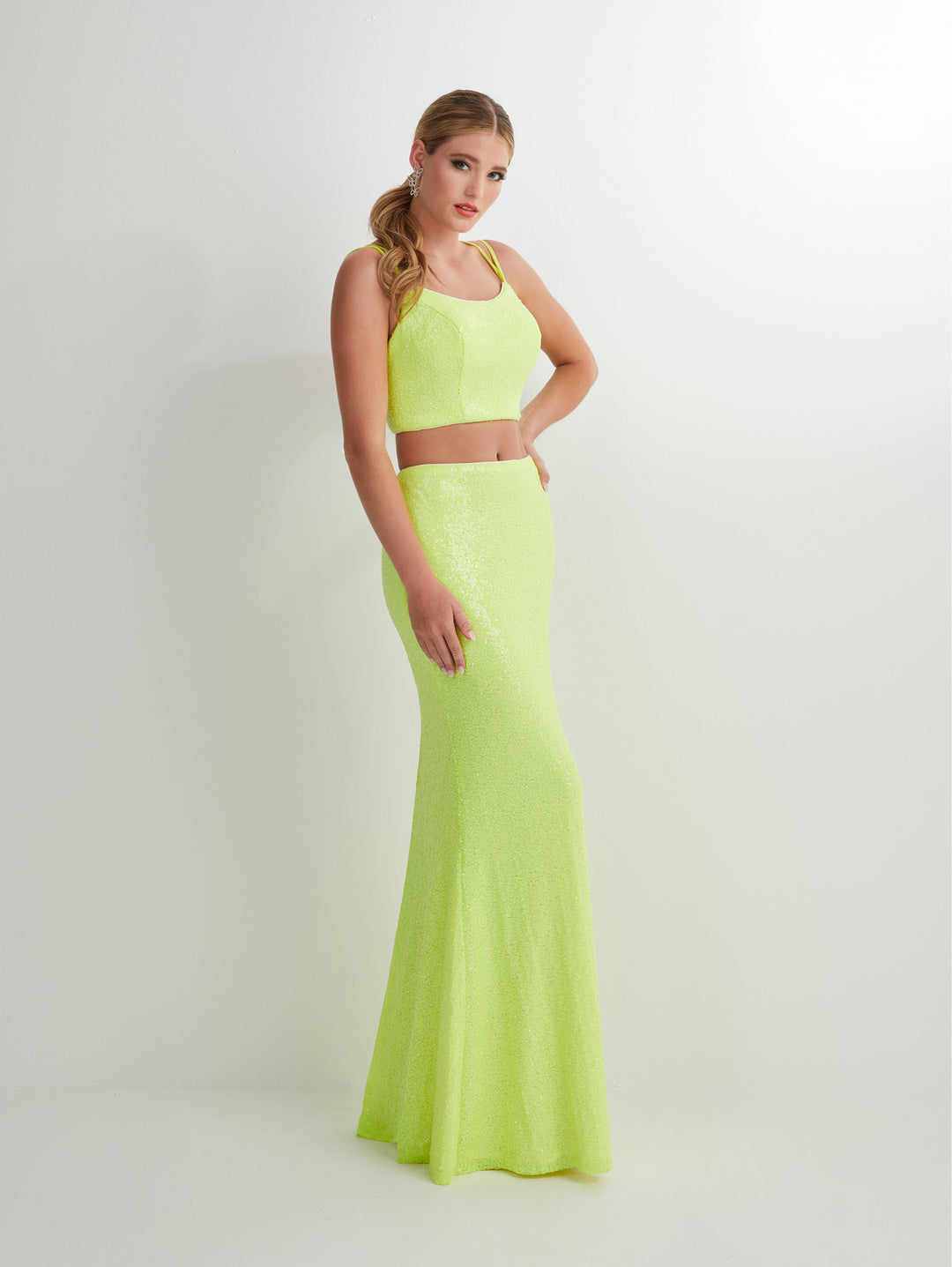 Sequin Lace-Up Back Two Piece Gown by Studio 17 12886