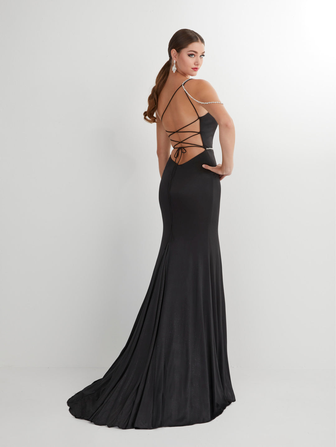Beaded Jersey One Shoulder Slit Gown by Studio 17 12887