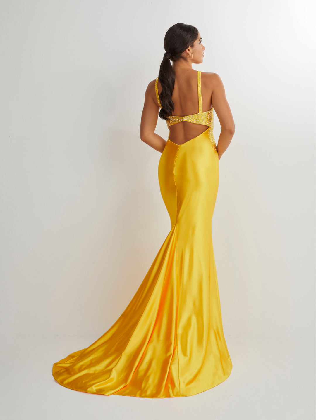 Beaded Spandex Halter Keyhole Gown by Studio 17 12894