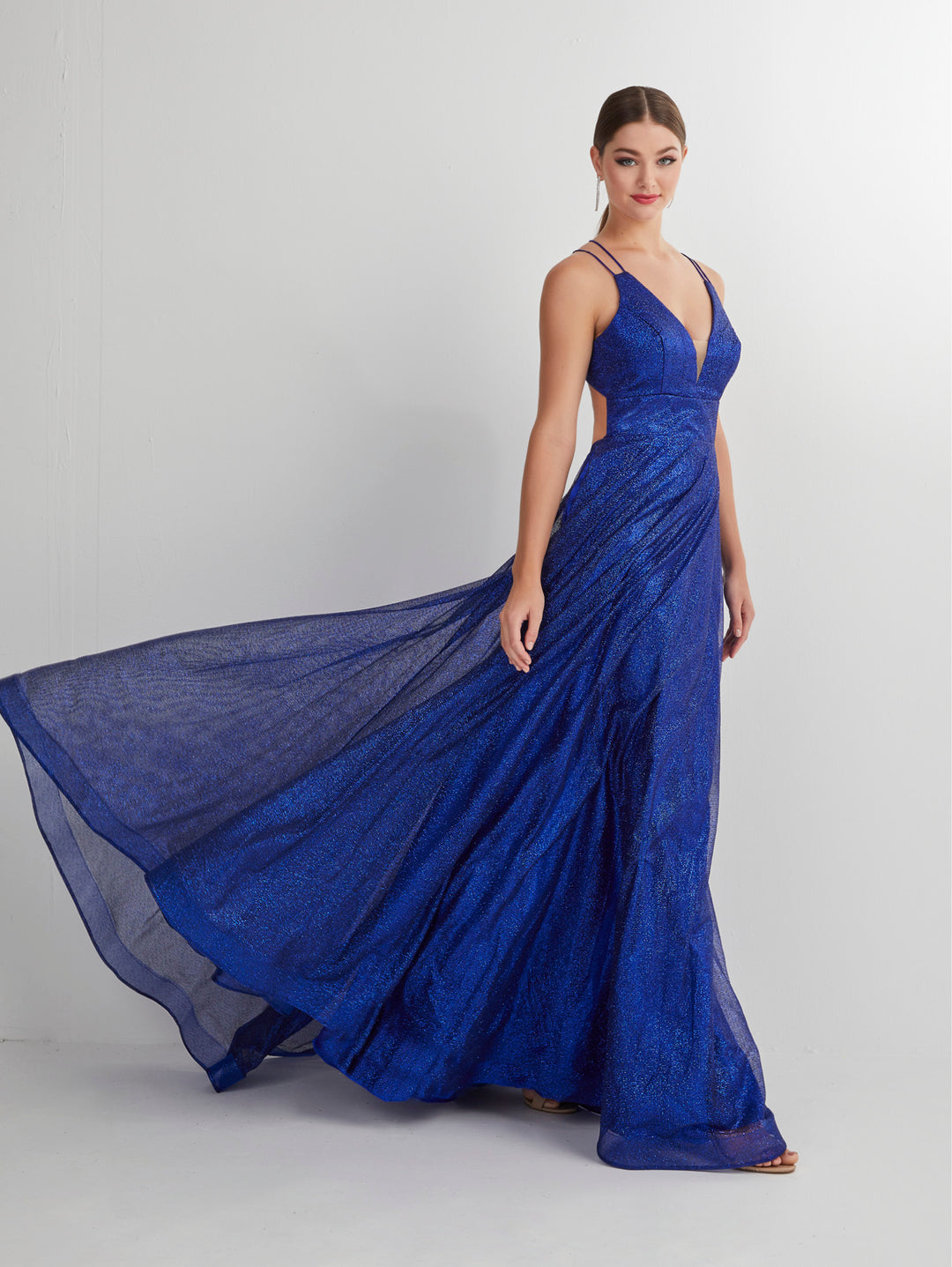 Glitter Tulle Sleeveless A-line Gown by Studio 17 12895