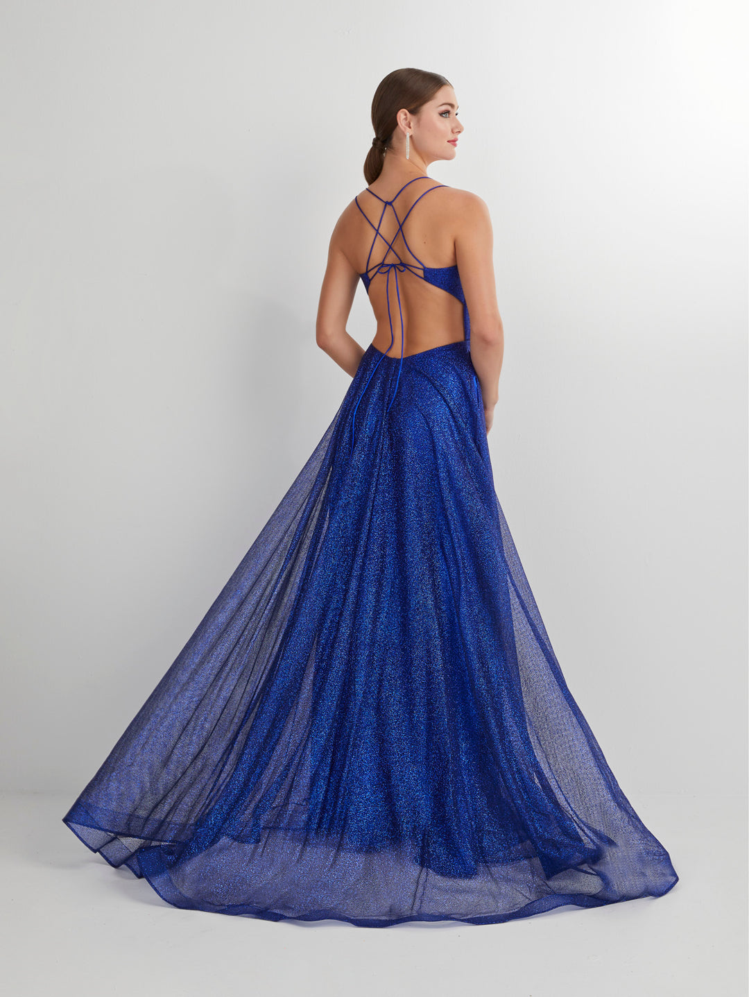 Glitter Tulle Sleeveless A-line Gown by Studio 17 12895