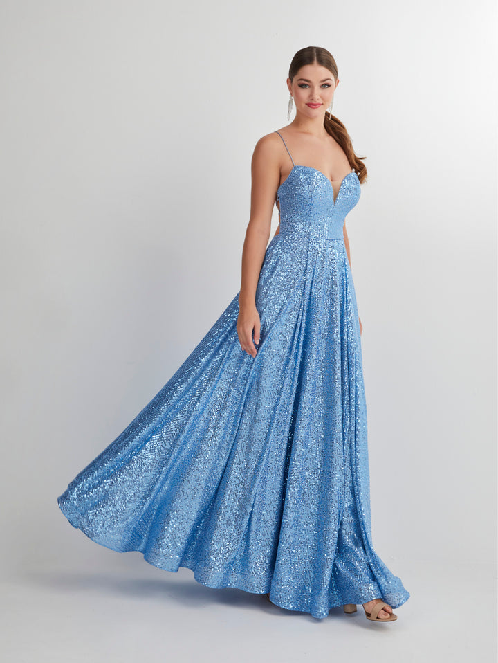 Sequin Lace-Up Back A-line Gown by Studio 17 12900