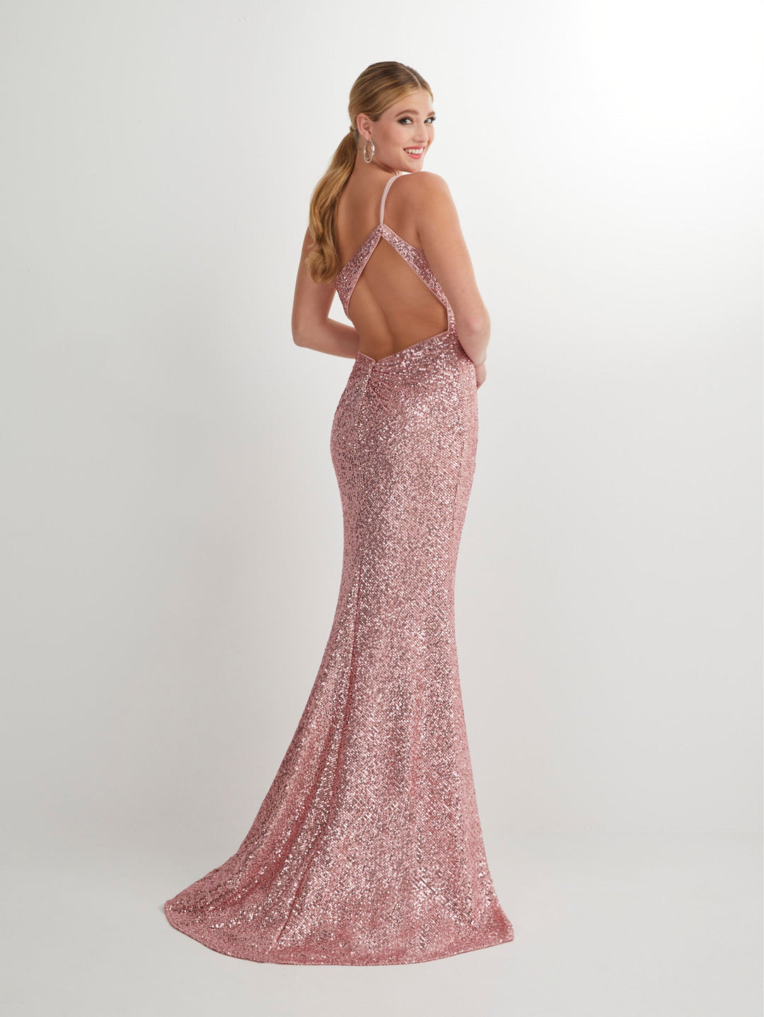 Fitted Sequin One Shoulder Slit Gown by Studio 17 12906 - Outlet