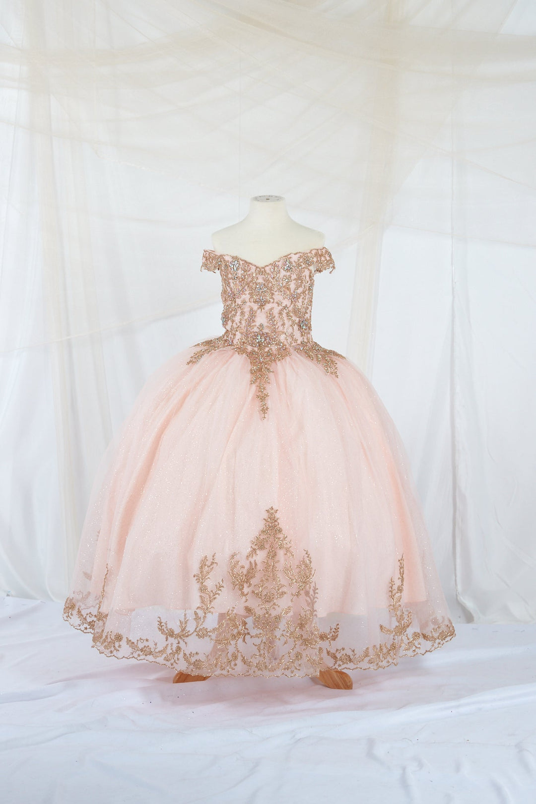 Girls Applique Off Shoulder Gown by Calla SCK-318