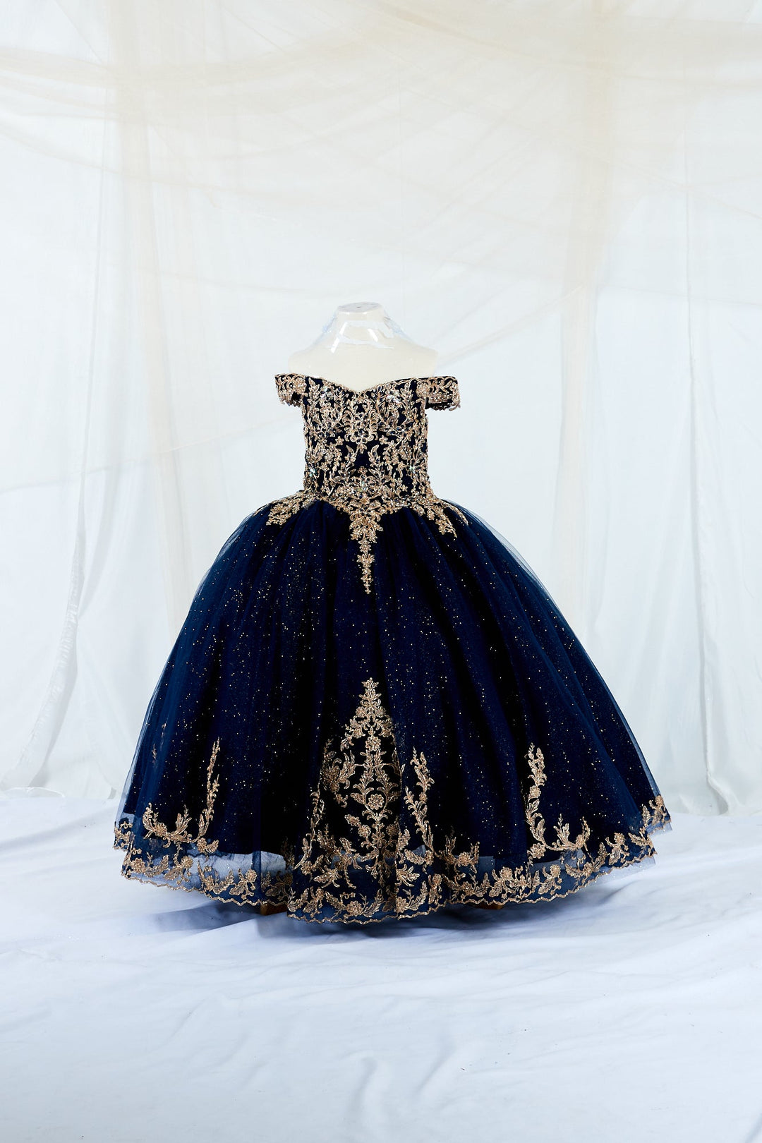Girls Applique Off Shoulder Gown by Calla SCK-318