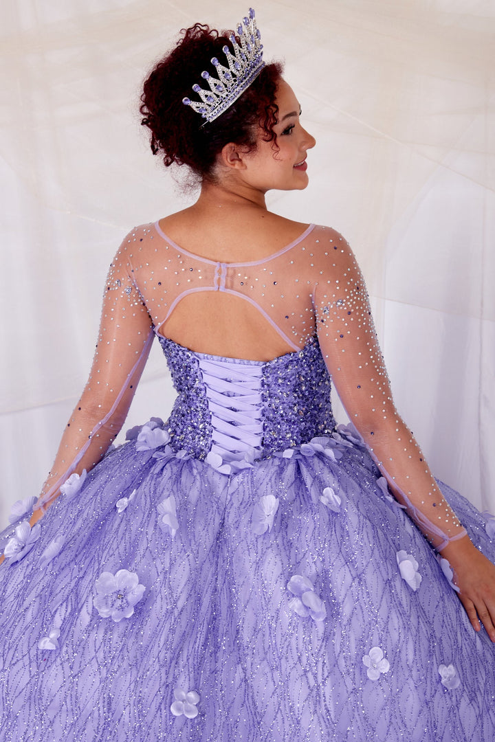 3D Floral Long Sleeve Ball Gown by Calla SCL-30002