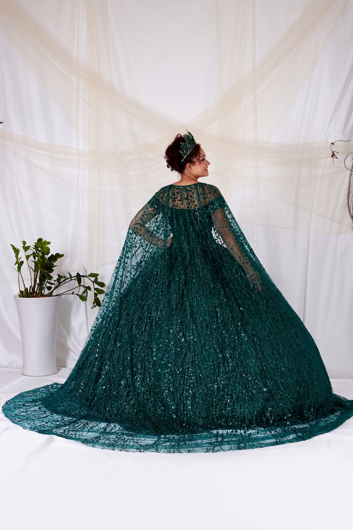 Applique Off Shoulder Cape Ball Gown by Calla SCL-30003
