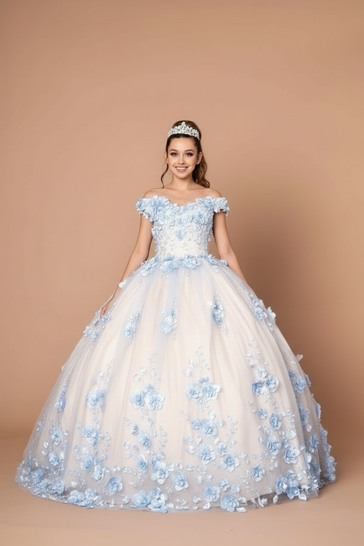3D Floral Off Shoulder Ball Gown by Calla SCL-30005