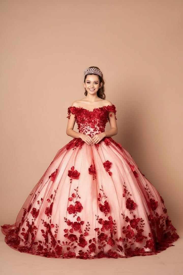 3D Floral Off Shoulder Ball Gown by Calla SCL-30005
