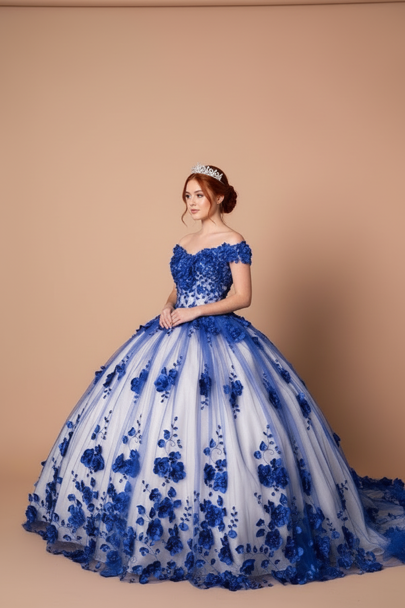 3D Floral Off Shoulder Ball Gown by Calla SCL-30005