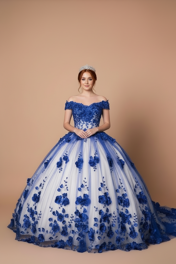 3D Floral Off Shoulder Ball Gown by Calla SCL-30005
