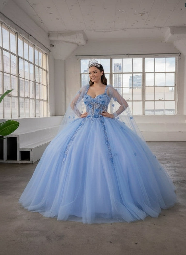 Sleeveless Cape Sleeve Ball Gown by Calla SCL-30006