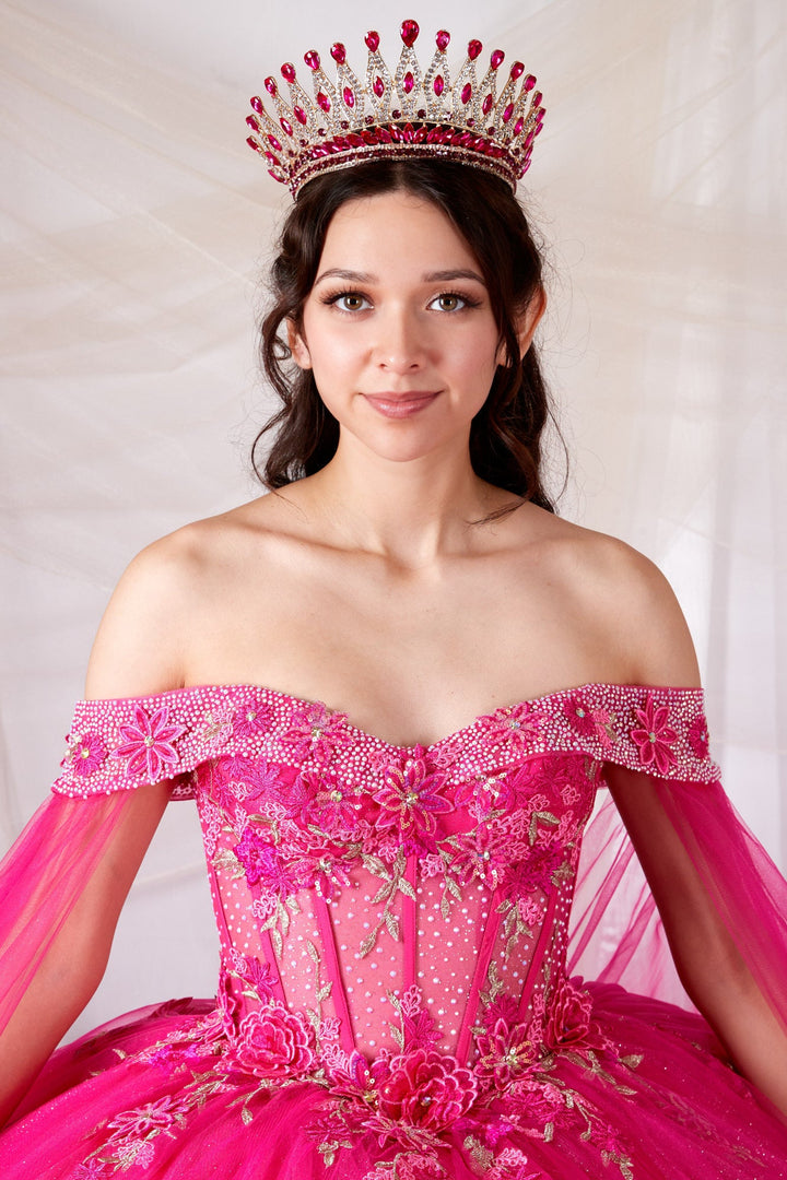 Off Shoulder Cape Sleeve Ball Gown by Calla SCL-30008