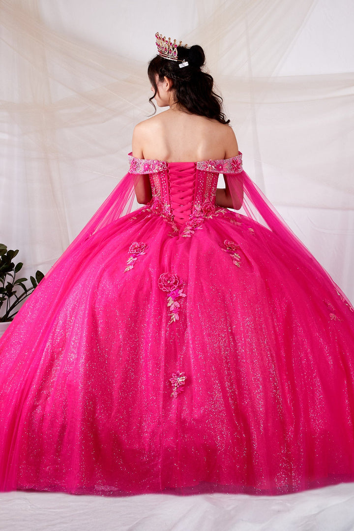 Off Shoulder Cape Sleeve Ball Gown by Calla SCL-30008