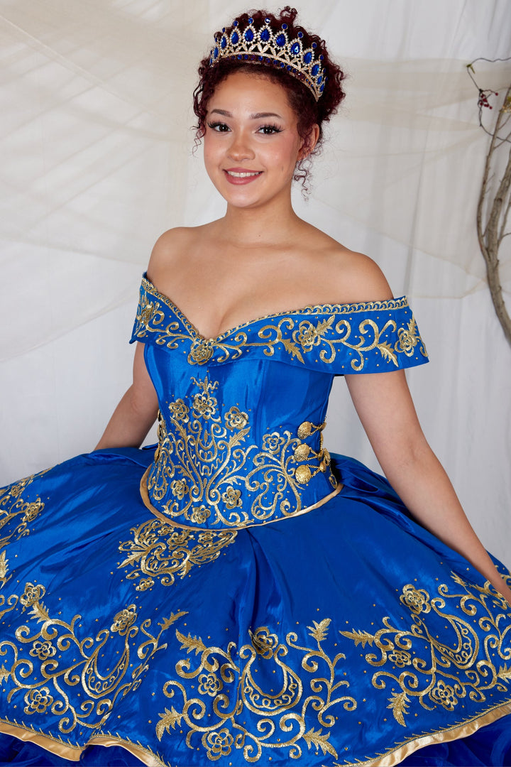 Ruffled Charro Off Shoulder Ball Gown by Calla SCL-30013