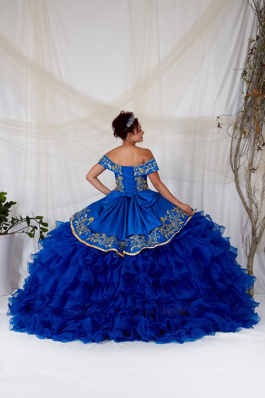 Ruffled Charro Off Shoulder Ball Gown by Calla SCL-30013