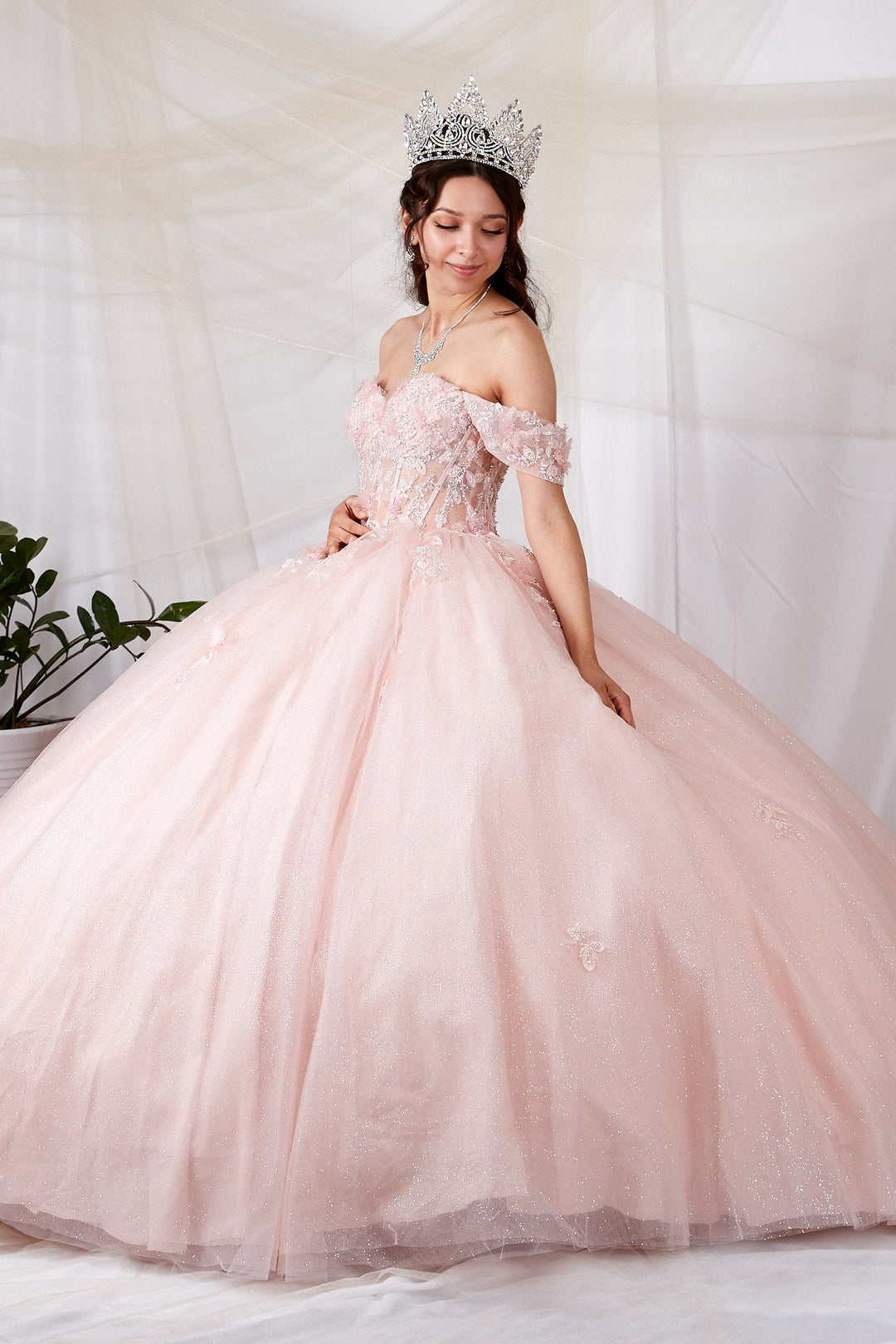 3D Butterfly Off Shoulder Ball Gown by Calla SCL-30015