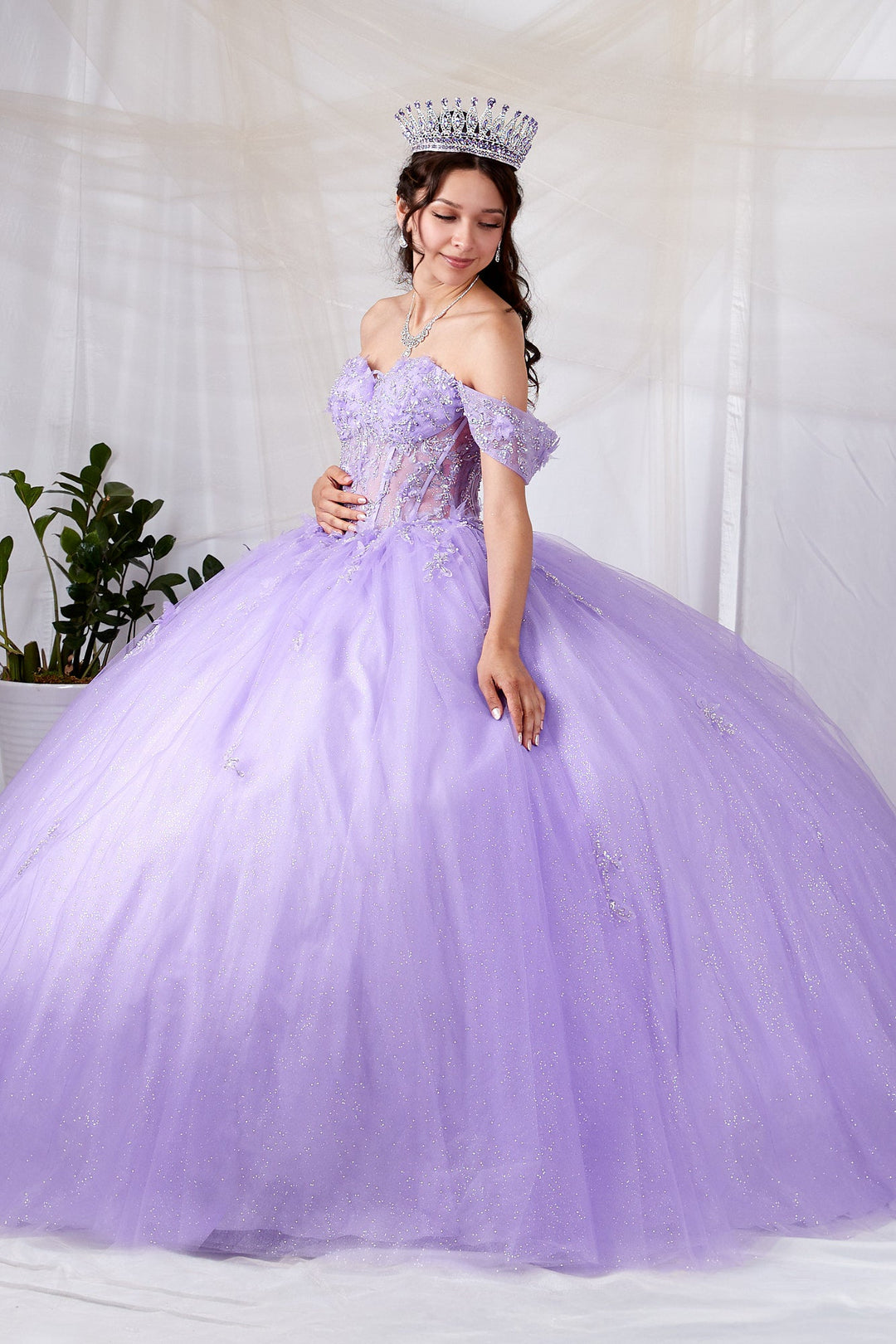 3D Butterfly Off Shoulder Ball Gown by Calla SCL-30015