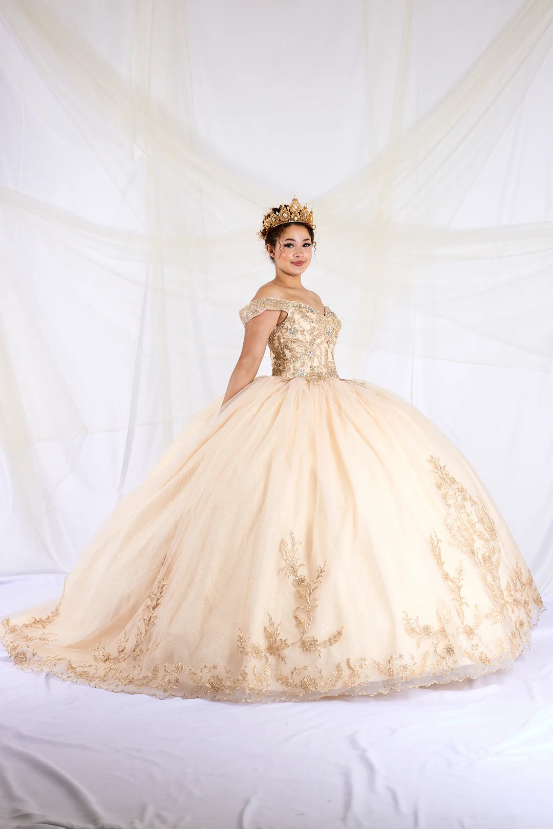 Applique Off Shoulder Ball Gown by Calla SCL-30018