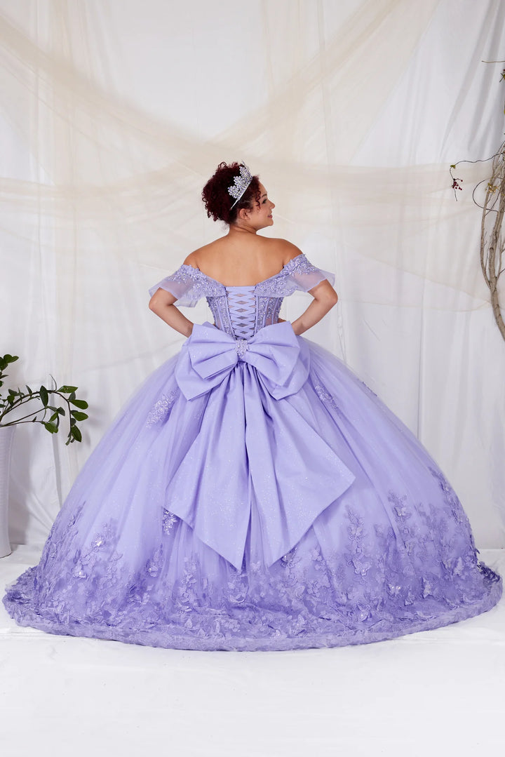 Applique Off Shoulder Bow Ball Gown by Calla SCL-30037