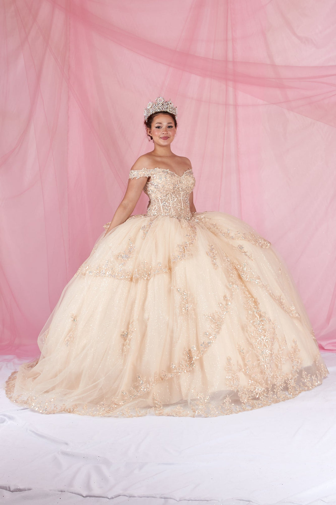 Off Shoulder Layered Ball Gown by Calla SCL-30040