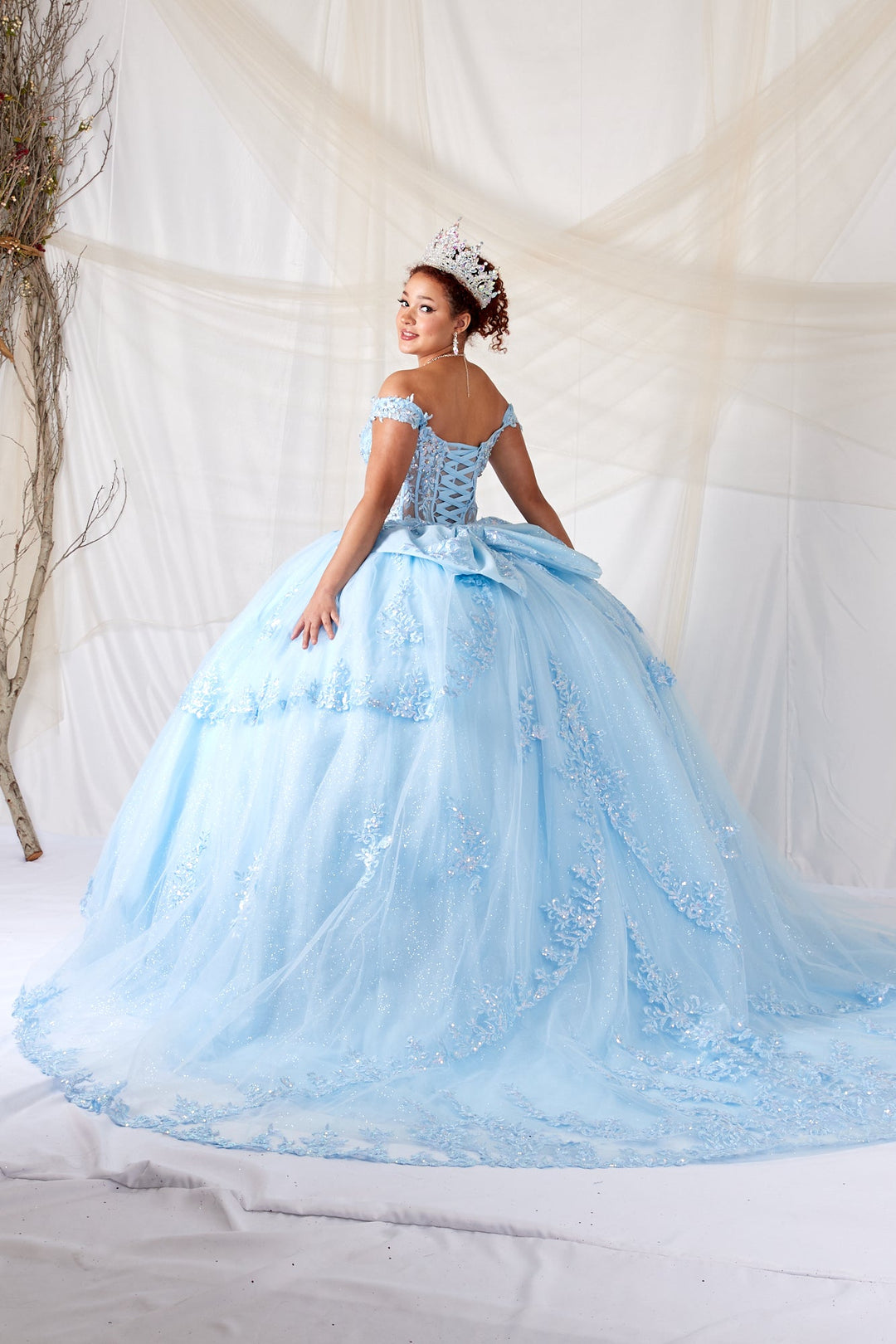 Off Shoulder Layered Ball Gown by Calla SCL-30040