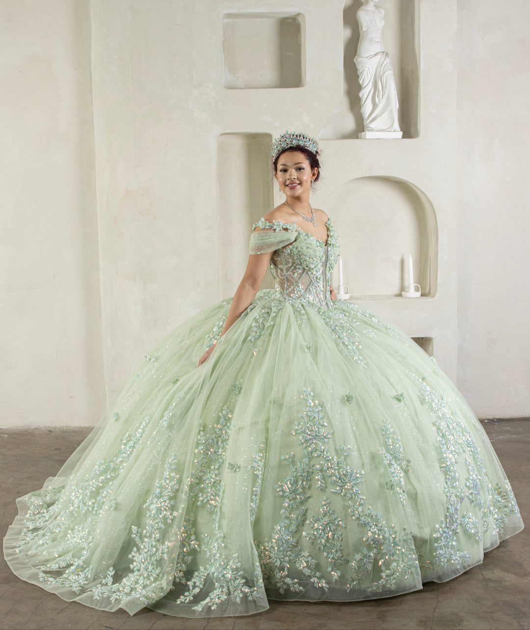 3D Floral Off Shoulder Ball Gown by Calla SCL-30042