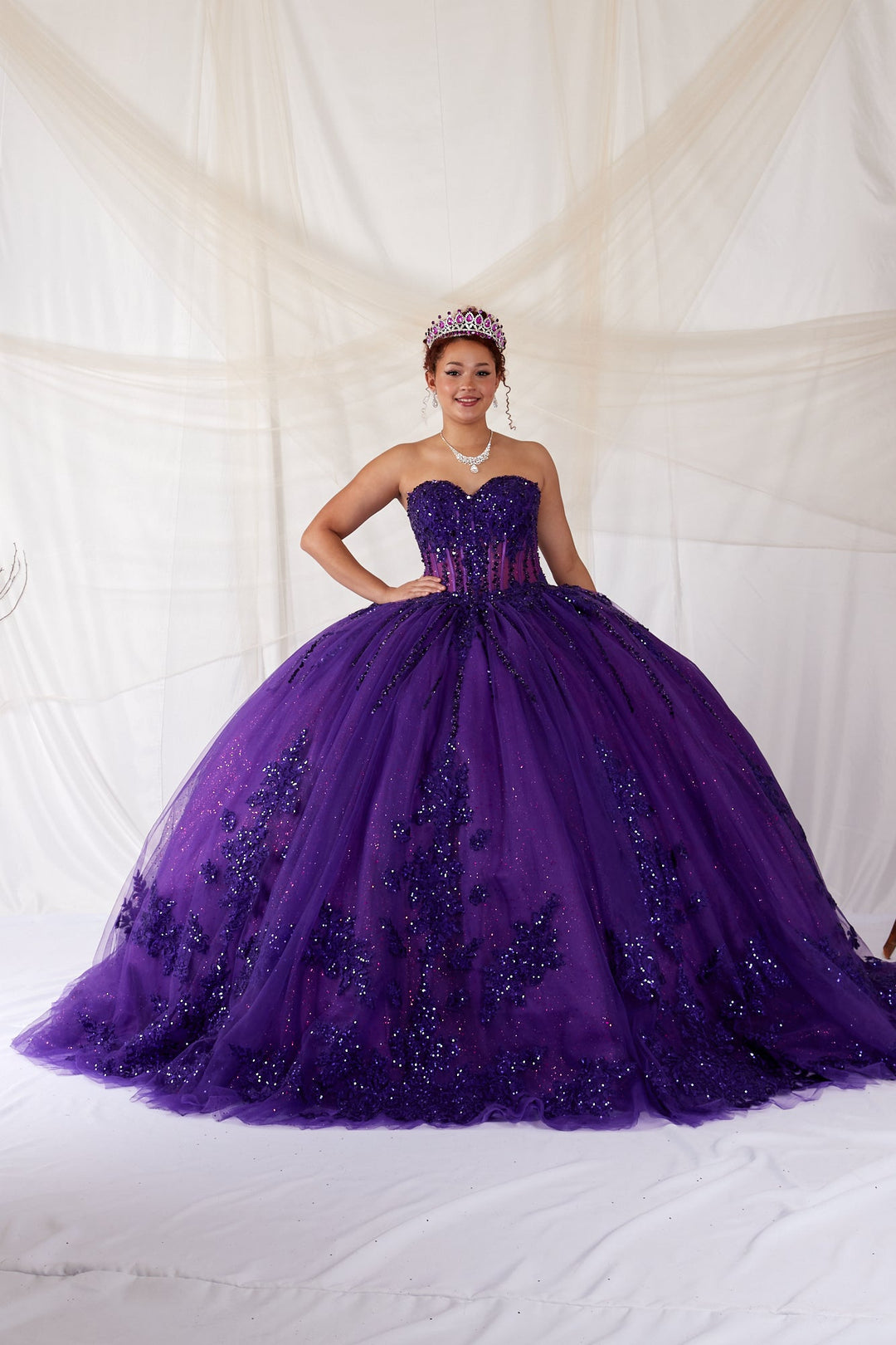 Applique Strapless Corset Ball Gown by Calla SCL-30044