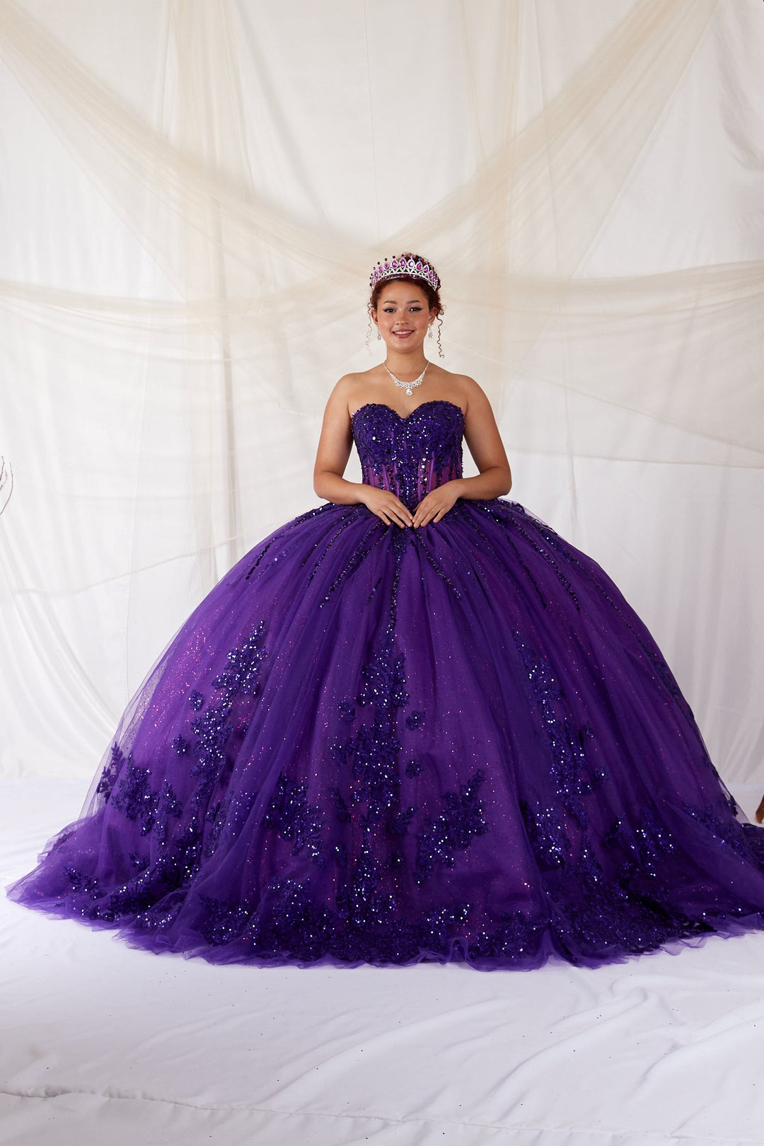 Applique Strapless Corset Ball Gown by Calla SCL-30044