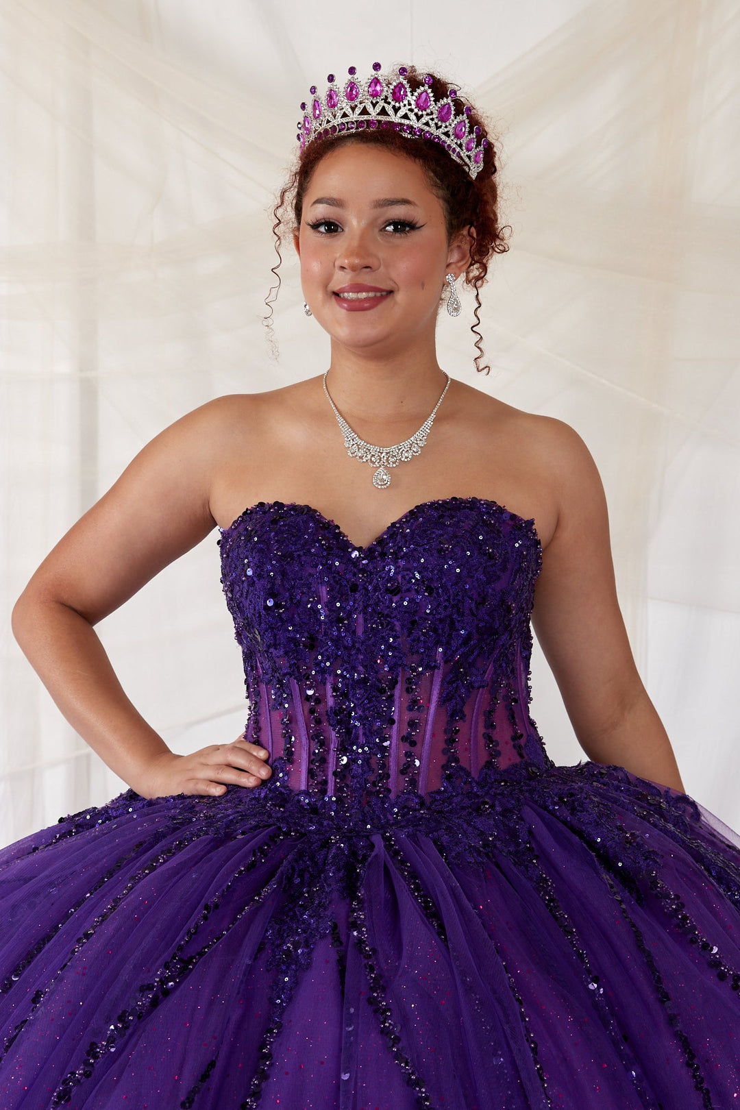 Applique Strapless Corset Ball Gown by Calla SCL-30044