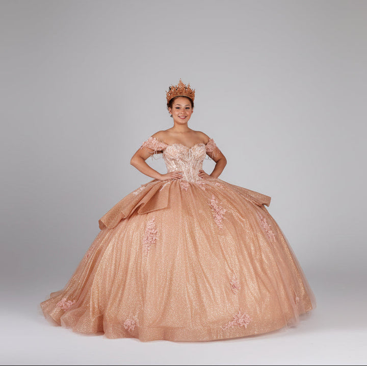 Off Shoulder Fringe Ball Gown by Calla SCL-30045