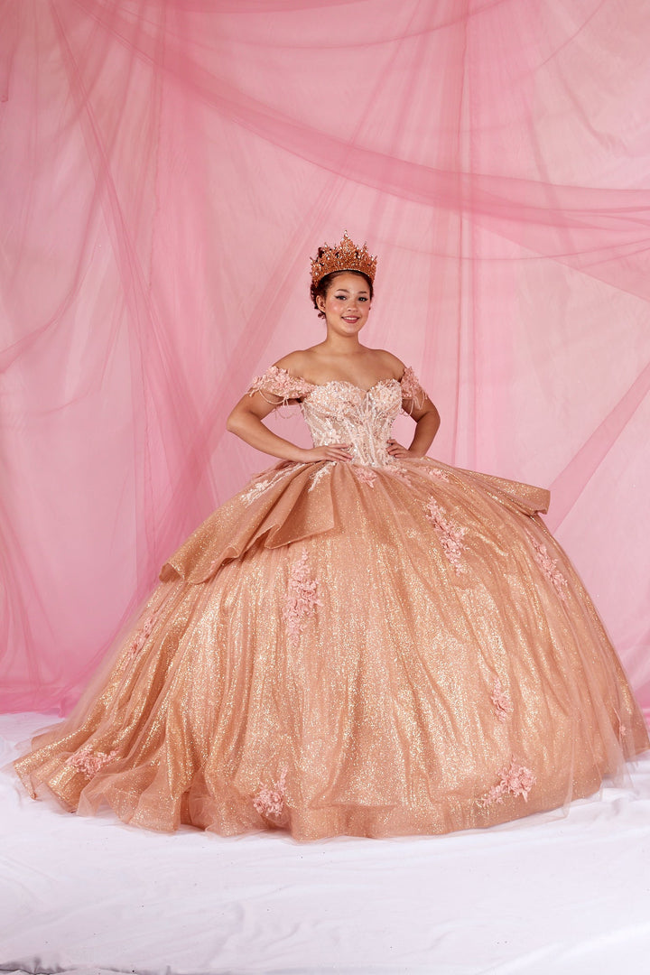 Off Shoulder Fringe Ball Gown by Calla SCL-30045