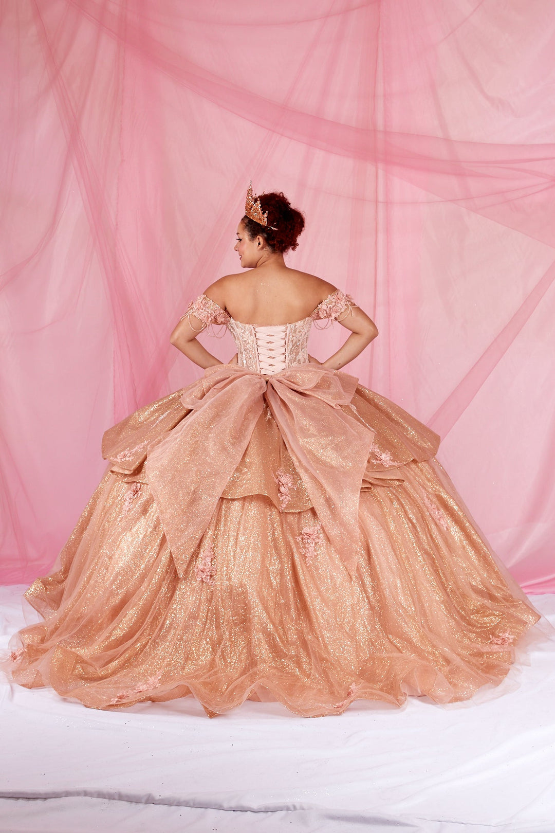 Off Shoulder Fringe Ball Gown by Calla SCL-30045