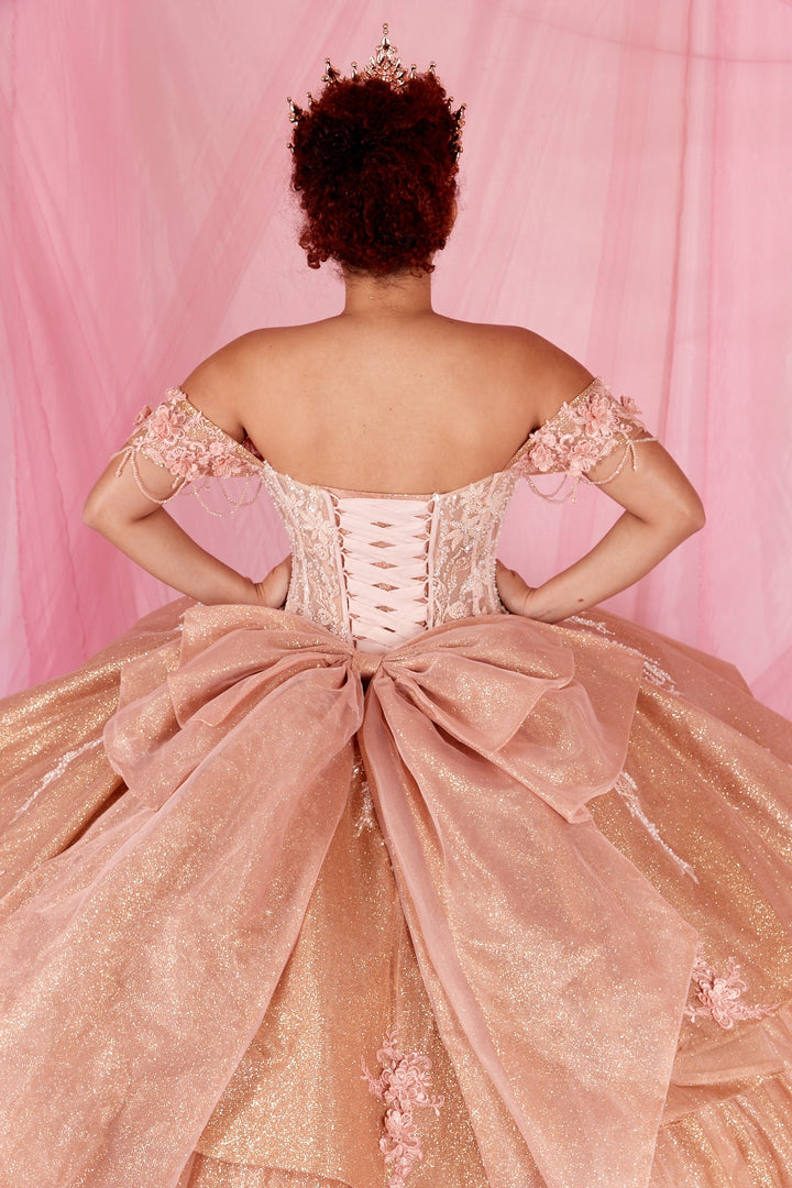 Off Shoulder Fringe Ball Gown by Calla SCL-30045