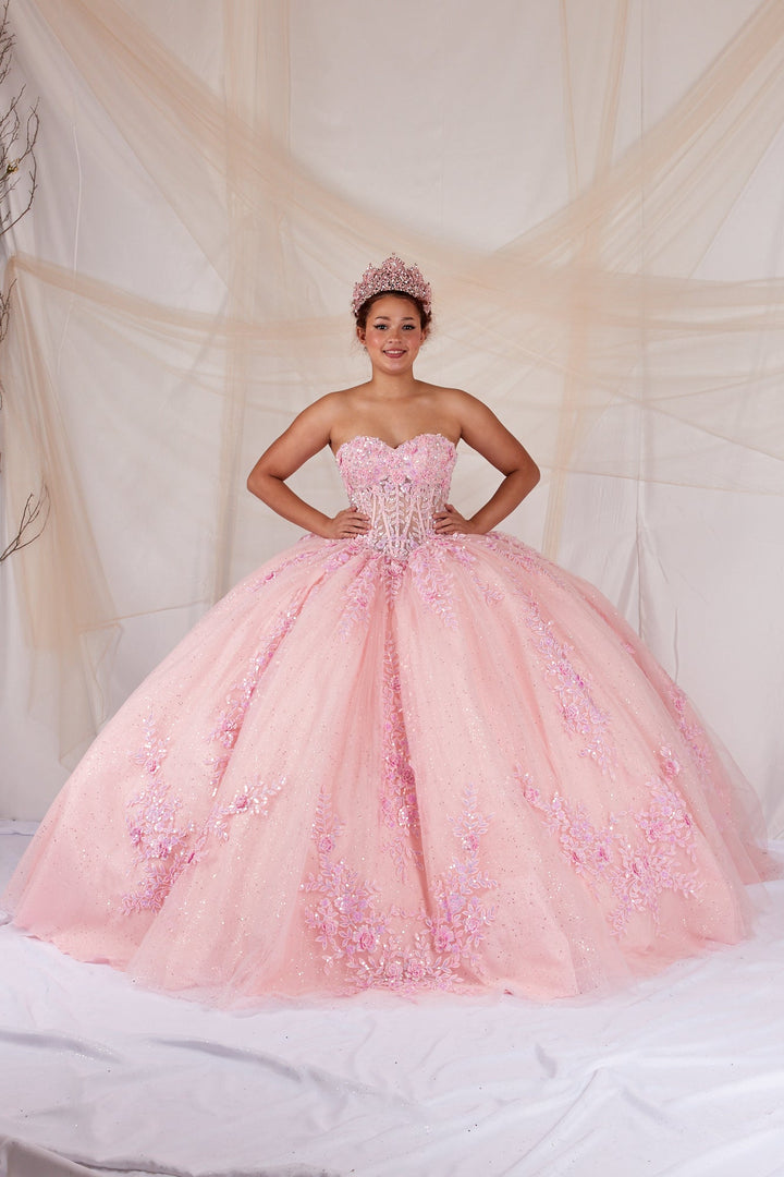 Floral Applique Strapless Ball Gown by Calla SCL-30047
