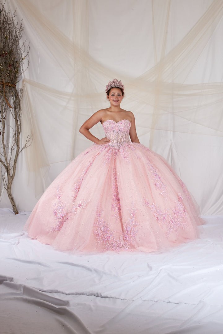 Floral Applique Strapless Ball Gown by Calla SCL-30047