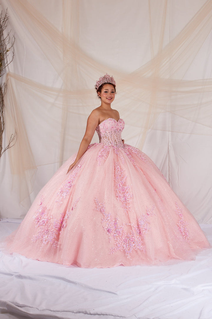 Floral Applique Strapless Ball Gown by Calla SCL-30047