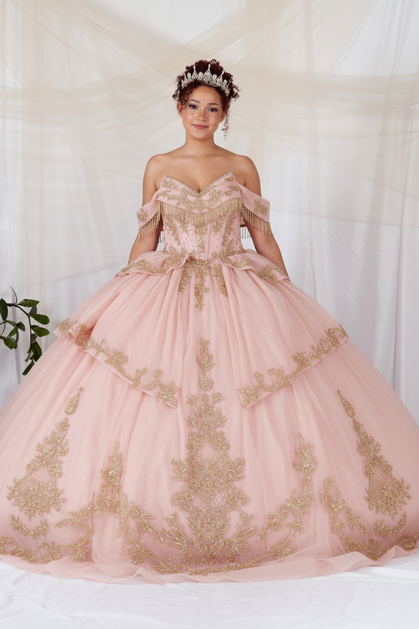 Applique Off Shoulder Ball Gown by Calla SCL-30048