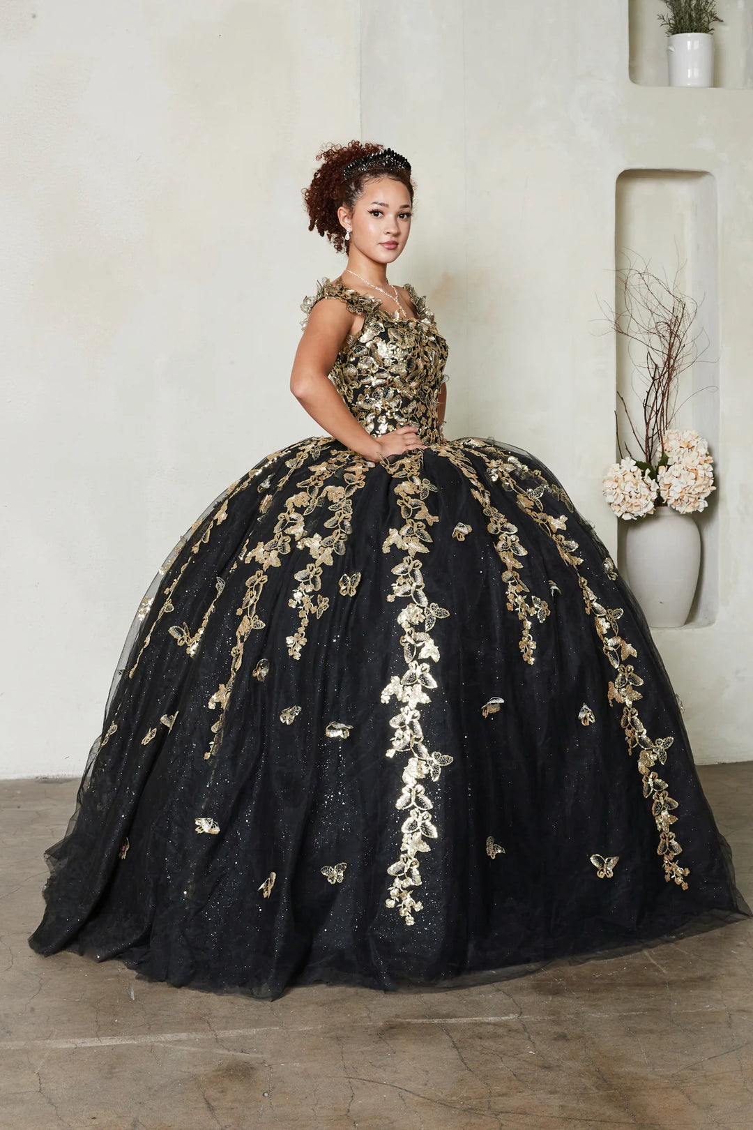3D Butterfly Off Shoulder Ball Gown by Calla SCL-30021