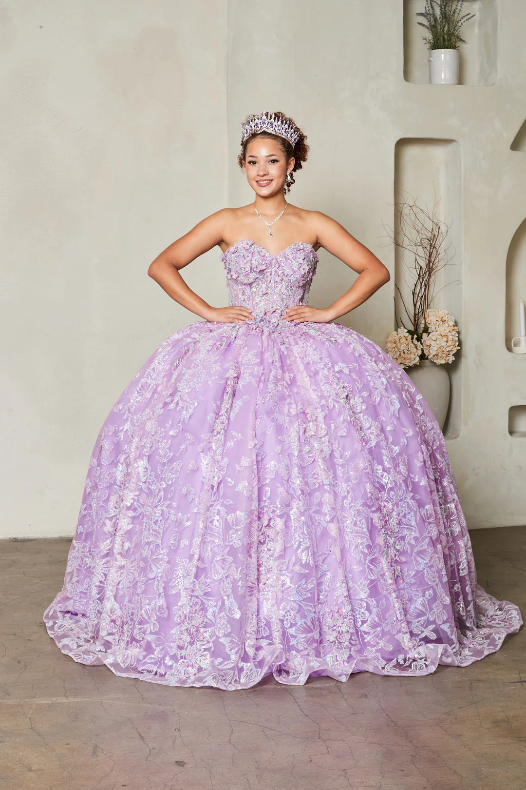 3D Floral Strapless Ball Gown by Calla SCL-30023