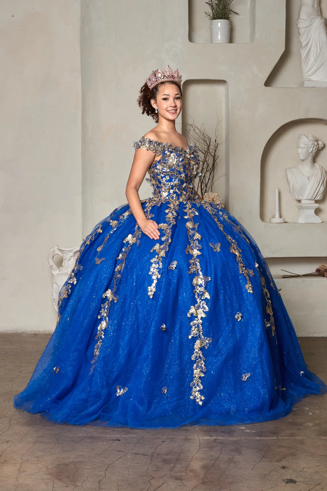 3D Butterfly Off Shoulder Ball Gown by Calla SCL-30021