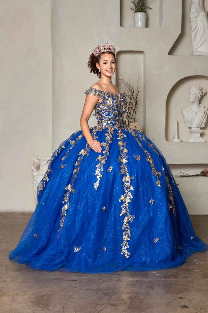 3D Butterfly Off Shoulder Ball Gown by Calla SCL-30021