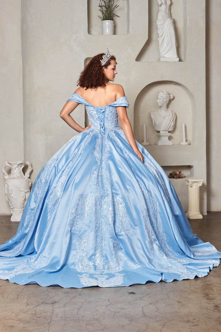 Satin Off Shoulder Ball Gown by Calla SCL-30019