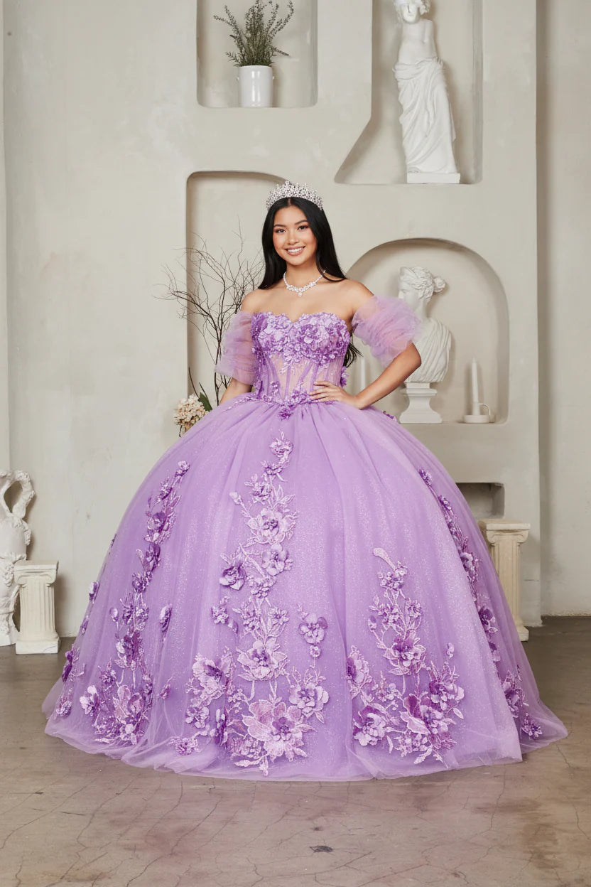 Strapless Puff Sleeve Ball Gown by Calla SCL-30024