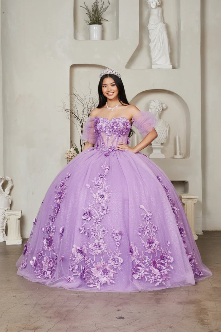 Strapless Puff Sleeve Ball Gown by Calla SCL-30024