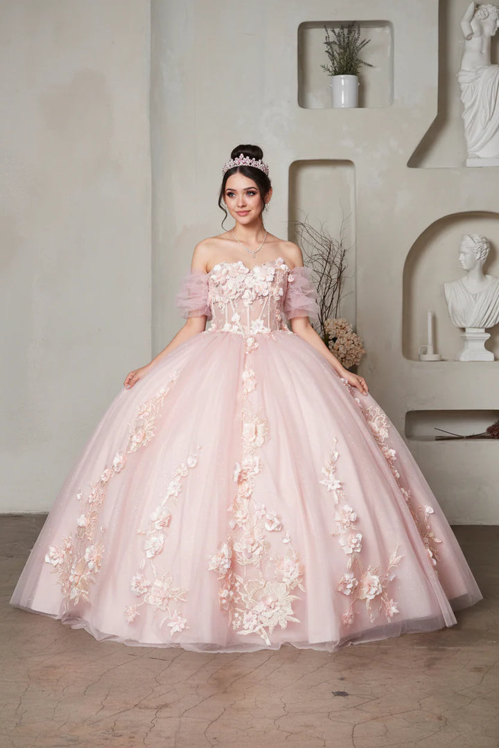 Strapless Puff Sleeve Ball Gown by Calla SCL-30024