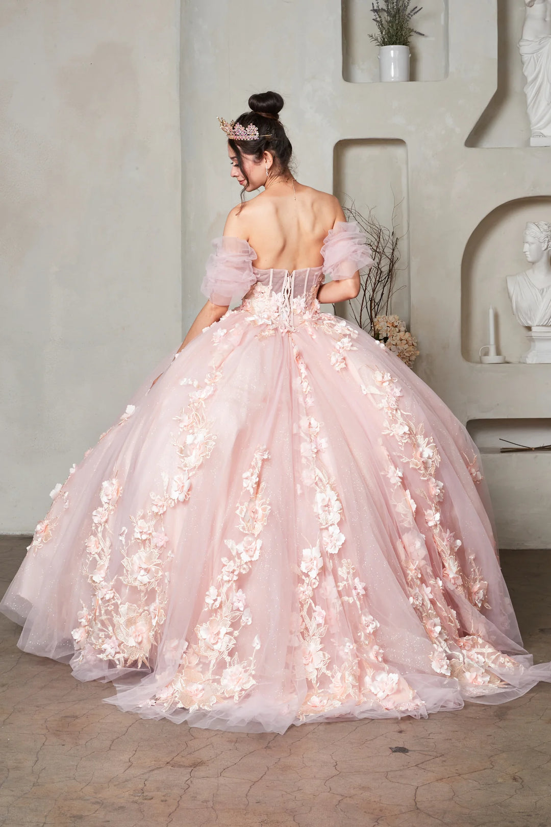 Strapless Puff Sleeve Ball Gown by Calla SCL-30024