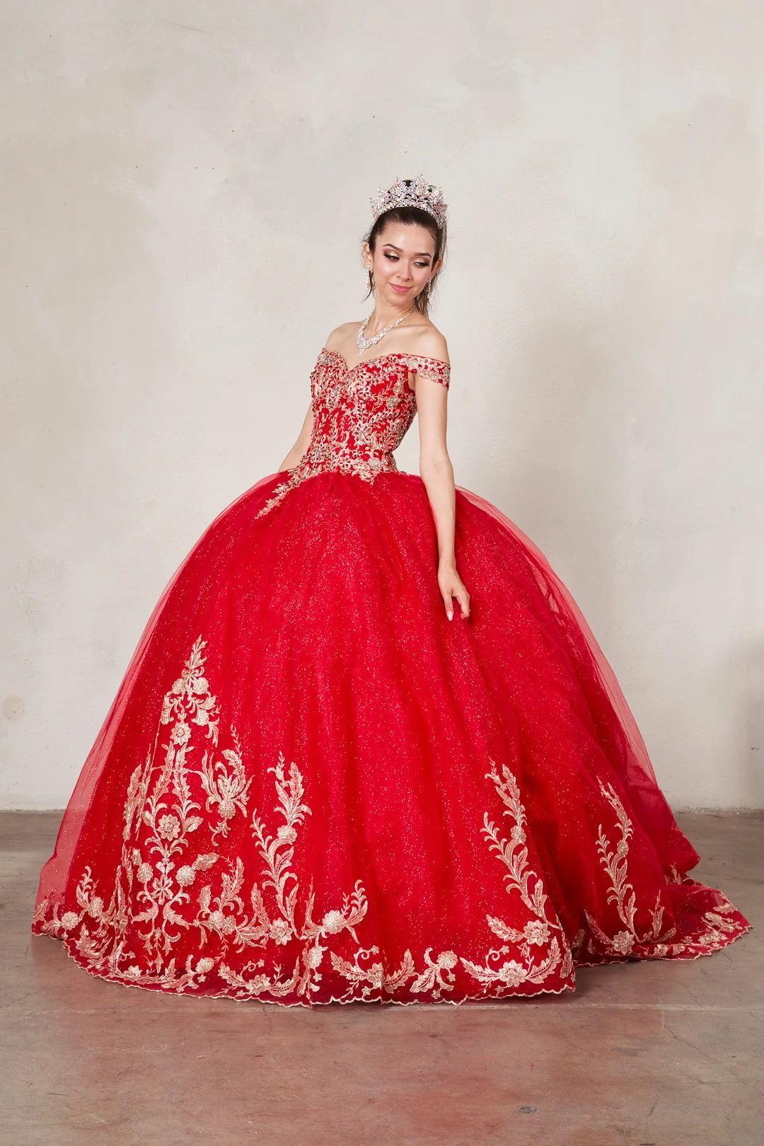 Applique Off Shoulder Ball Gown by Calla SCL-30018