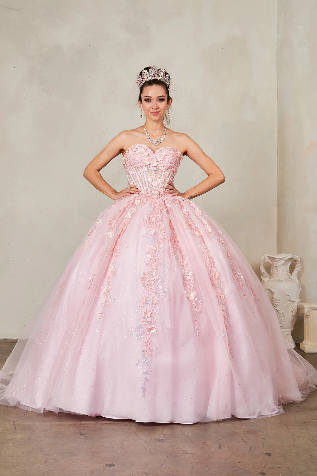 3D Floral Strapless Ball Gown by Calla SCL-30022