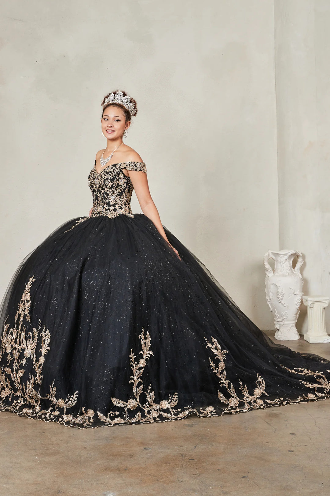 Applique Off Shoulder Ball Gown by Calla SCL-30018